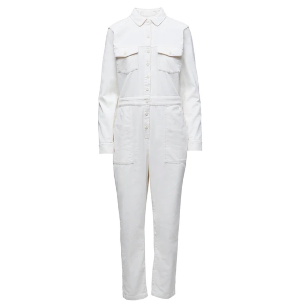 NWT Outerknown S.E.A Corduroy Long Sleeve Jumpsuit In Salt White